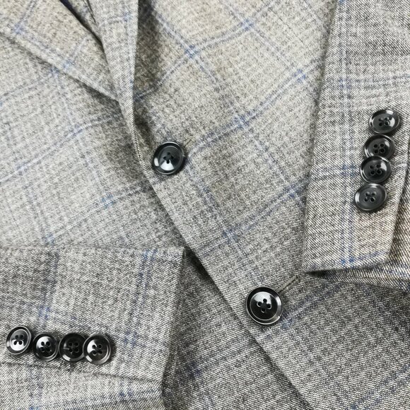 Ted Baker London Sport Coat Flannel Wool Sharkskin Windowpane Plaid Blue 40S - Picture 4 of 15